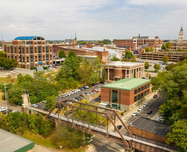 Aerial view of downtown Clarksville, TN