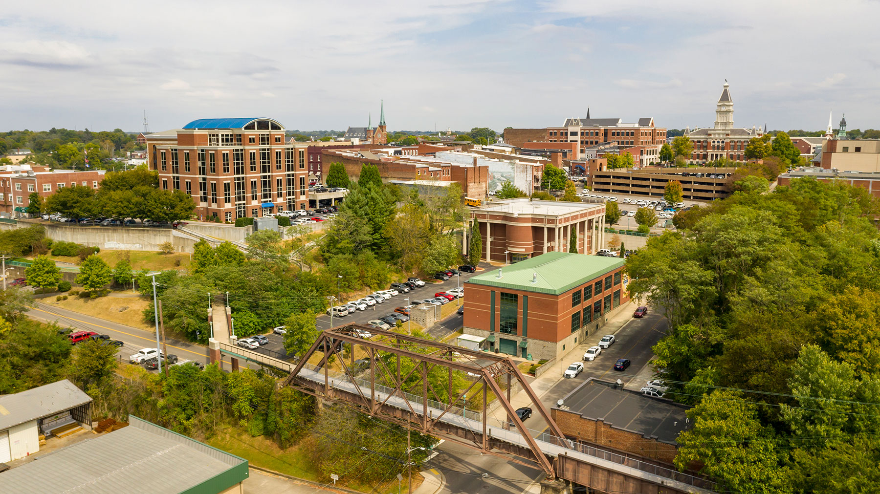 Aerial view of downtown Clarksville, TN