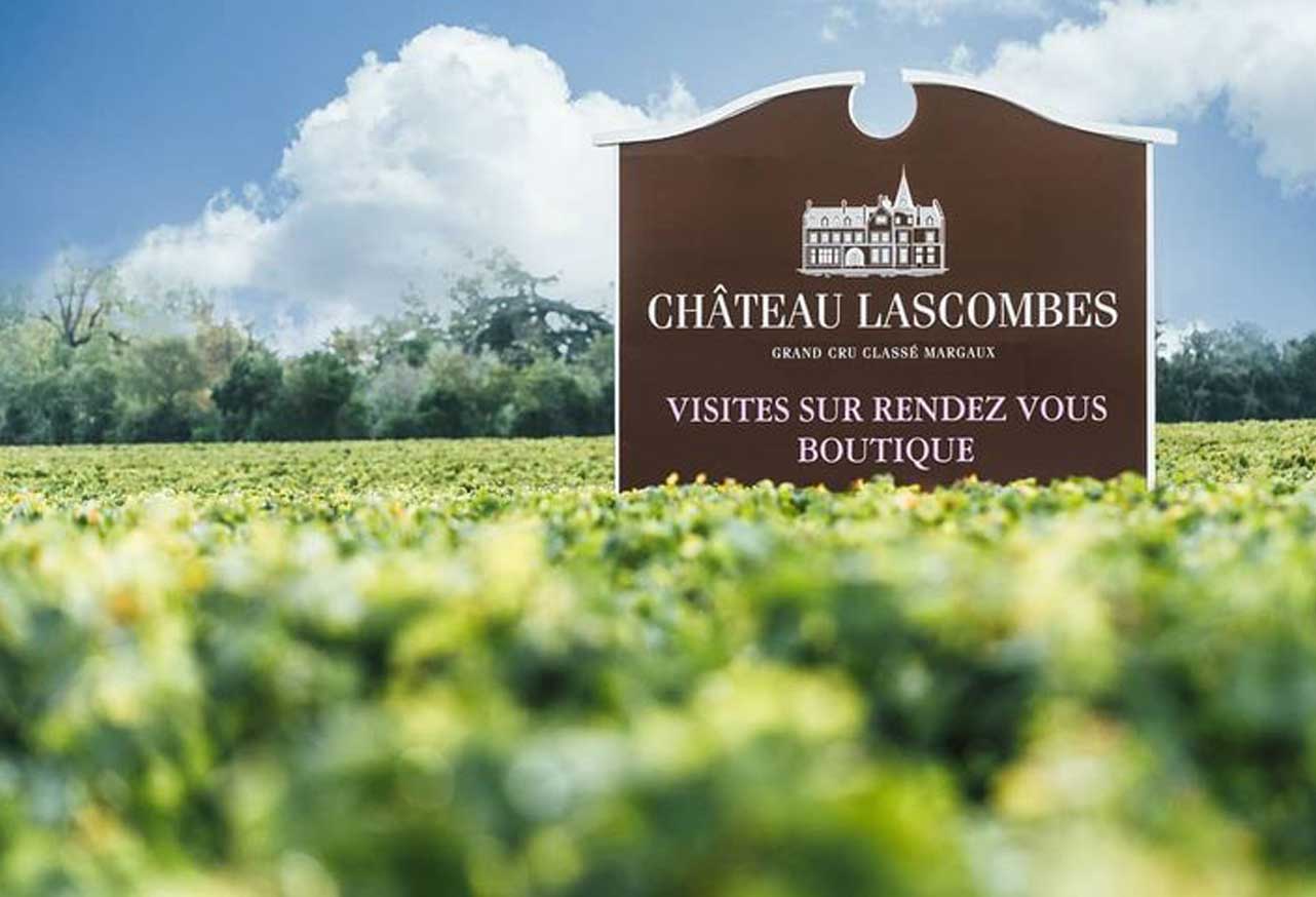 Chateau Lascombes vineyard sign.