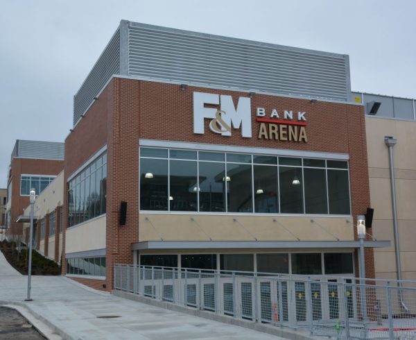 FM Bank Arena exterior photo.