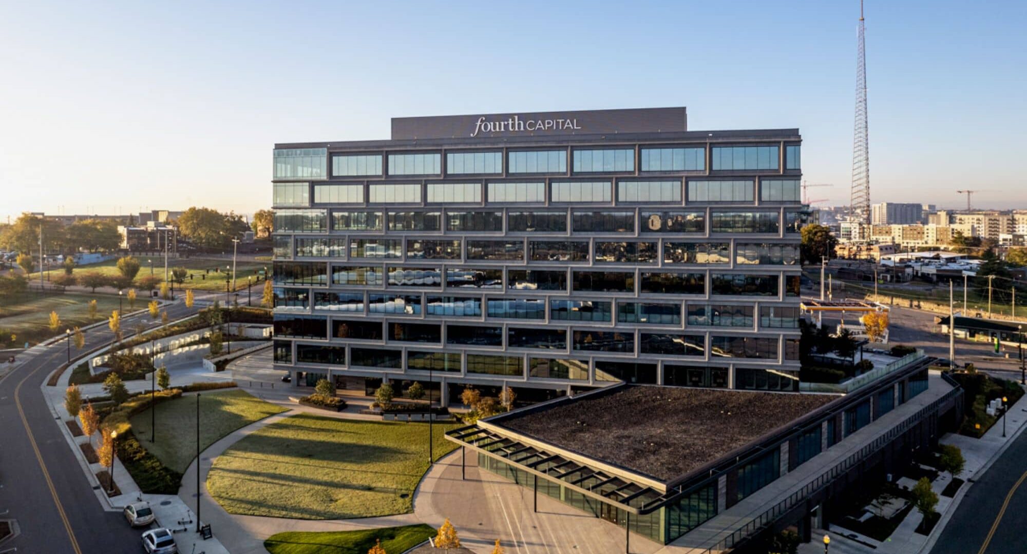 Aerial view of Fourth Capital Bank headquarters in Nashville, TN