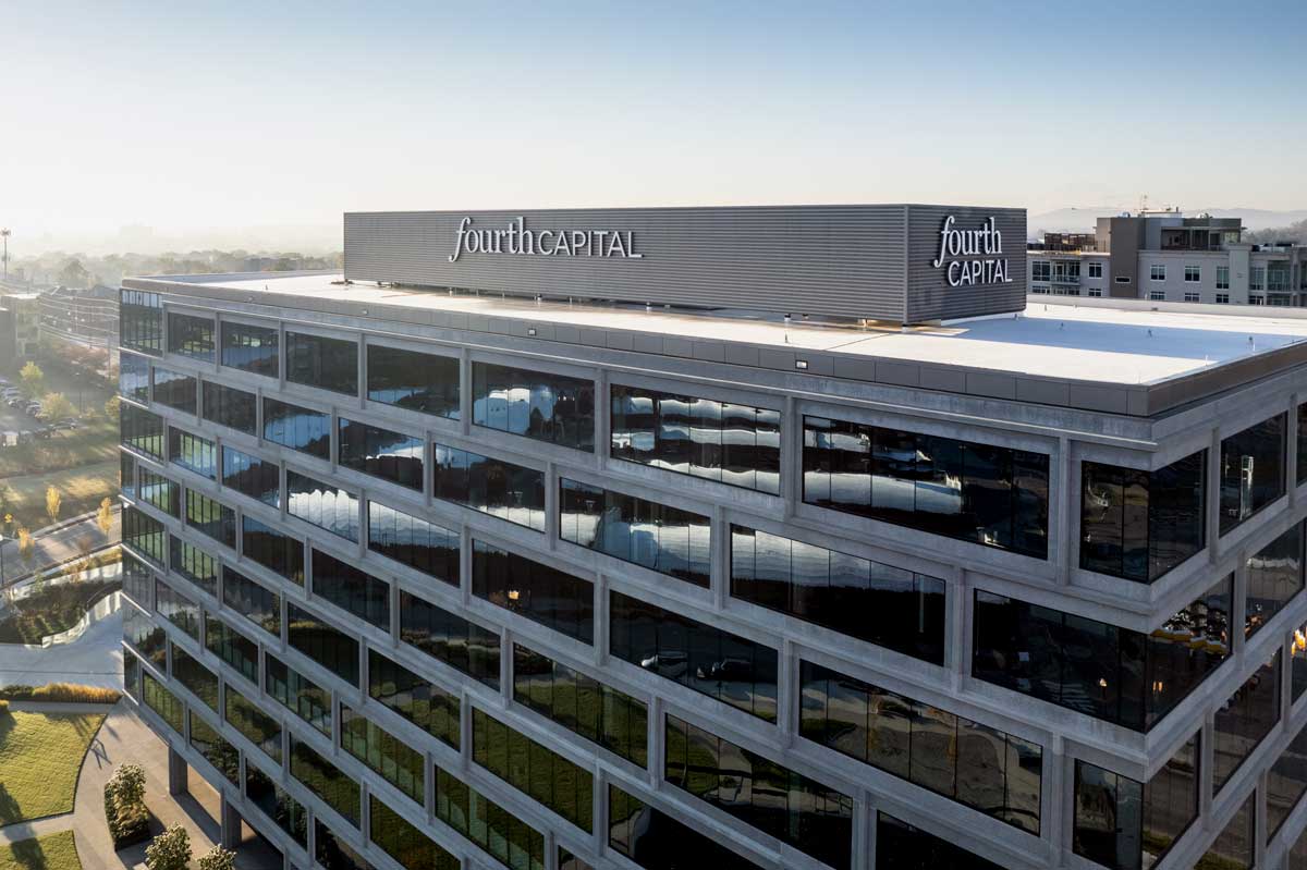 Aerial shot of Fourth Capital headquarters building.