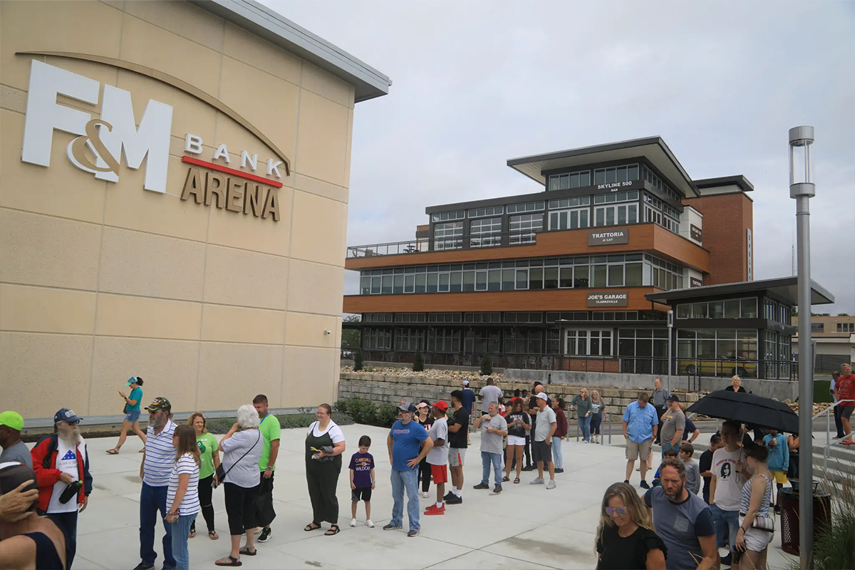 Visitors arrived early Saturday to be part of F-M Bank Arena's grand-opening ceremony and open house.